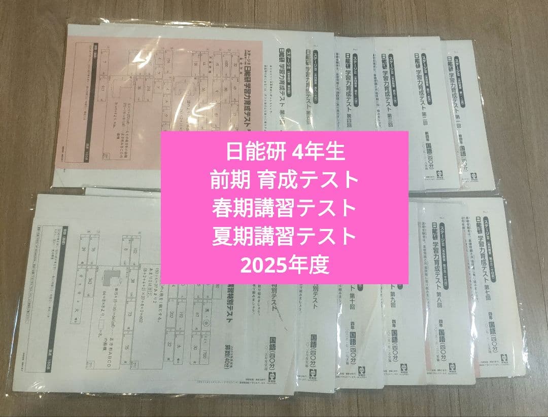 【最新版】日能研 4年生 前期 育成テスト 春期/夏期講習テスト 2025年度 backend=imagemagick;version=1;