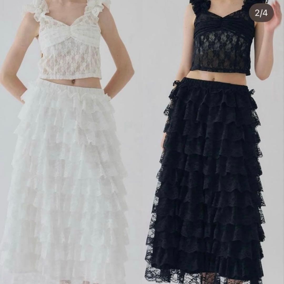 う*み様 girly lace frill skirt white treatu Treat UrseIf