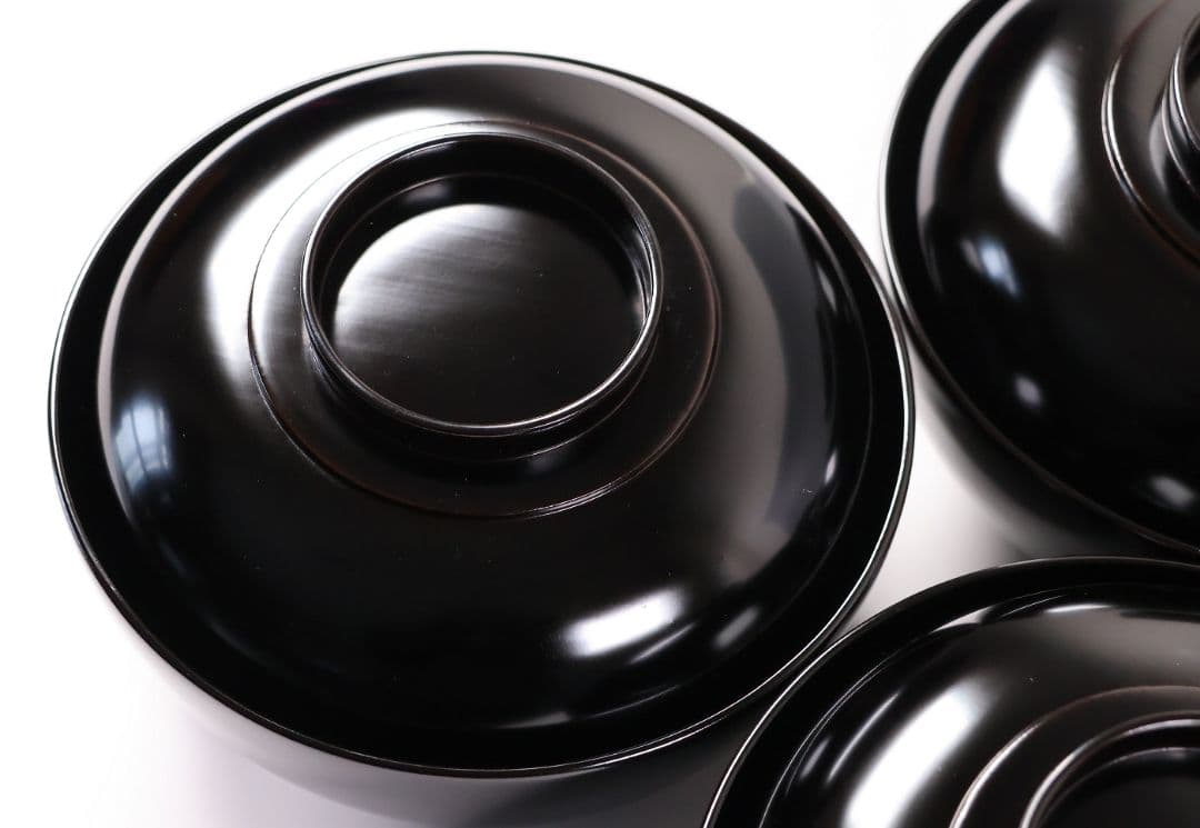 MB197】輪島塗 天然木漆塗 黒塗椀 五客 蒔絵 大和絵 源氏絵 人物 昭和