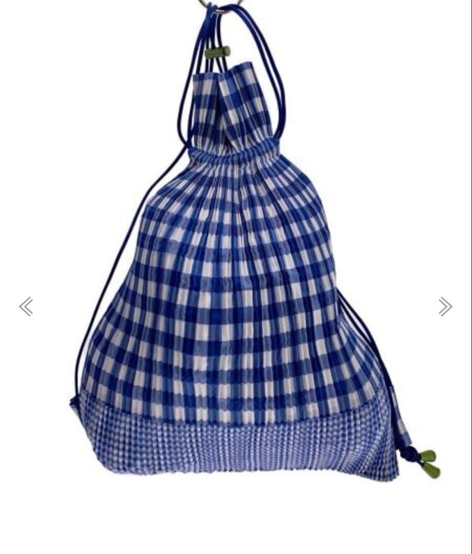 ISSEY MIYAKE プリーツ　ナップサック　イッセイミヤケ　チェック プリーツデザインが素敵 イッセイミヤケ トランクプリーツバッグ