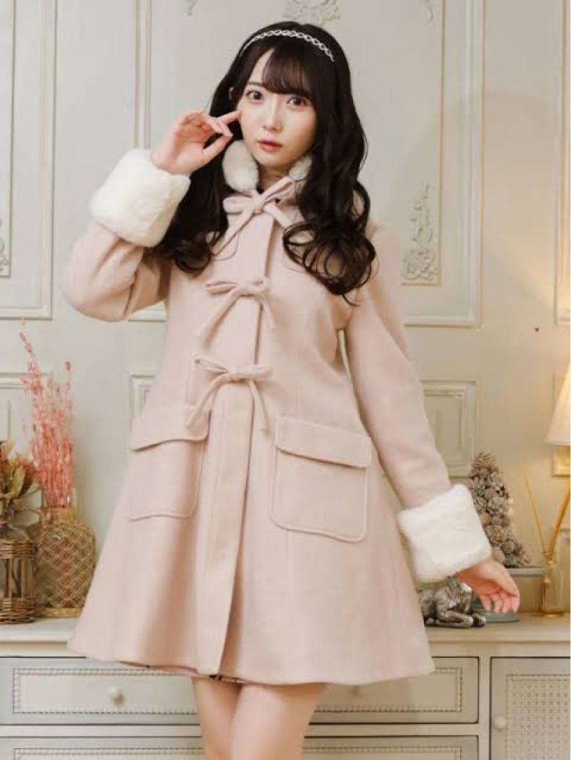 Ank Rouge フロントリボンドーリーダッフルコート ピンク