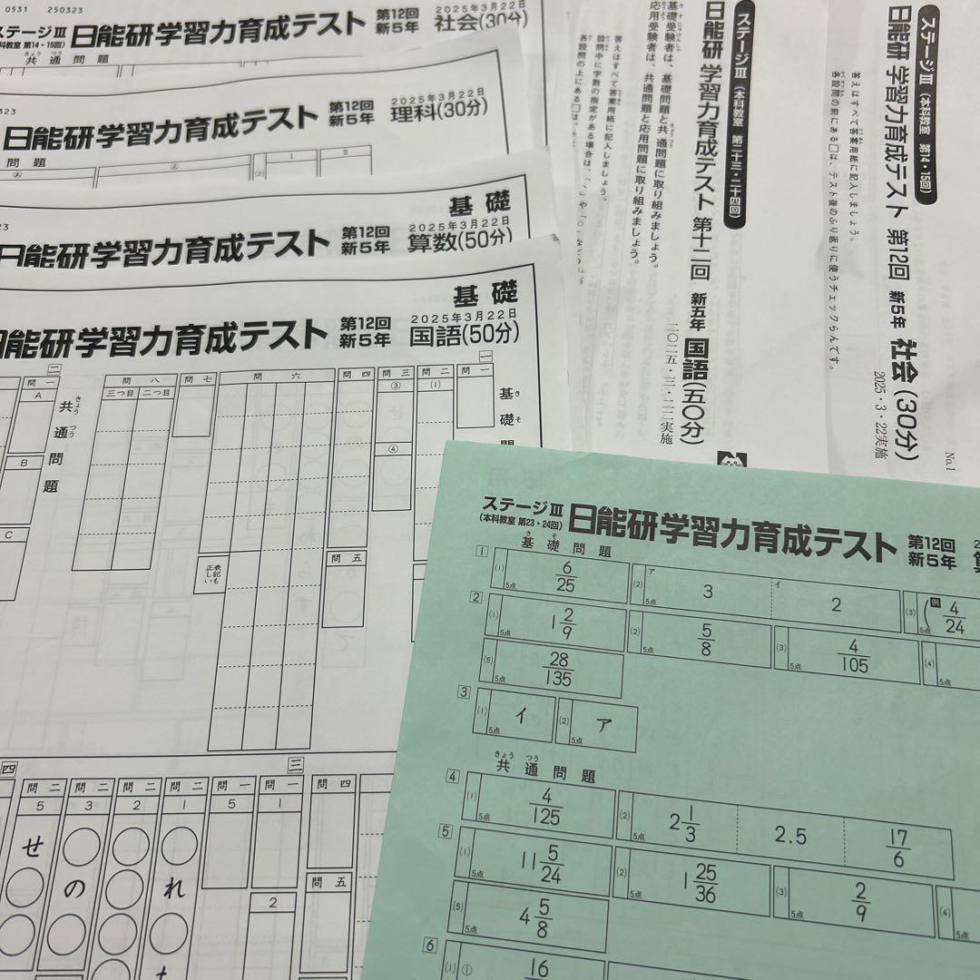未使用 最新版 2025年度 日能研 5年 学習力育成テスト 第12回 - メルカリ