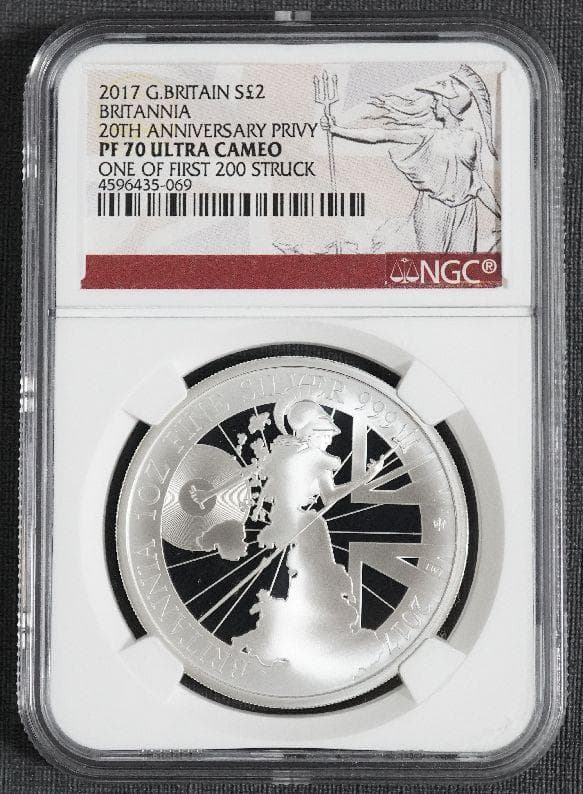 2017 ブリタニア 20周年 プルーフ 銀貨 NGC PF70UC COA箱付