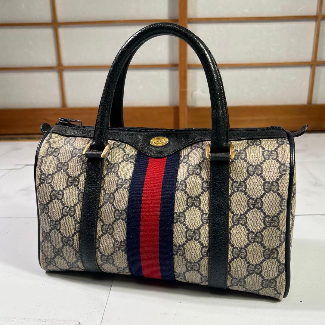 GUCCI グッチ シェリーライン ボストンバッグ ミニボストン GG柄 PVC