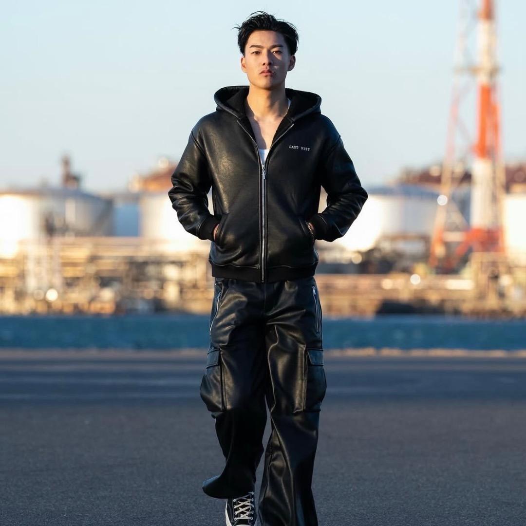 完売品✨️】LAST NEST Faux Leather Boa Hoodie