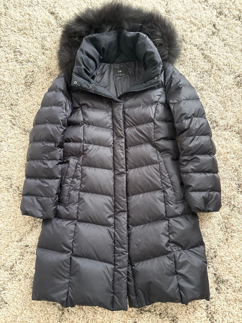 23区　ファー付きダウンジャケット/38サイズ/ネイビー