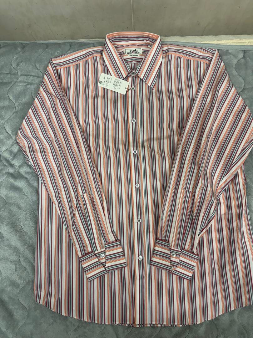 シ*キ様 【未使用品】 HERMES 【ストライプ シャツ】 エルメス フランス HERMES】【フランス製】【トップス】エルメス『ストライプ柄長袖シャツ
