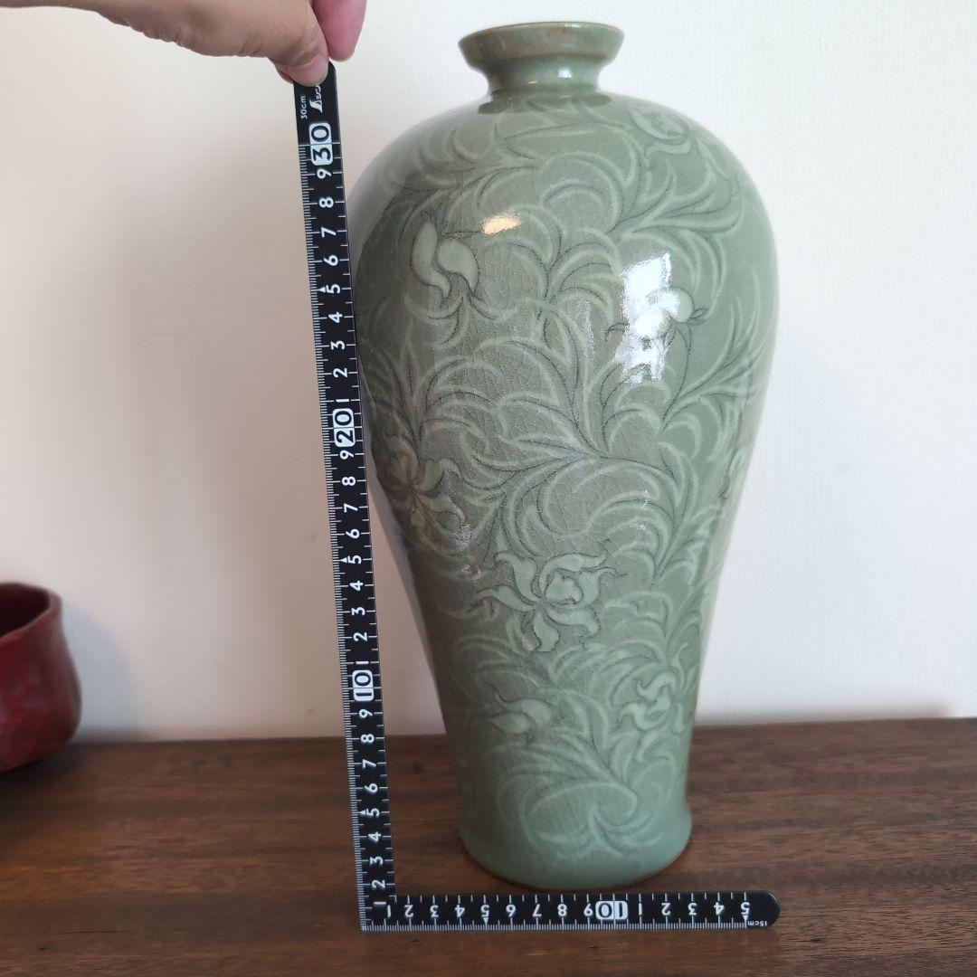 高麗青磁 白黒象嵌 朝鮮美術 梅瓶 骨董 陶芸 陶磁器 33.5cm高程 - メルカリ