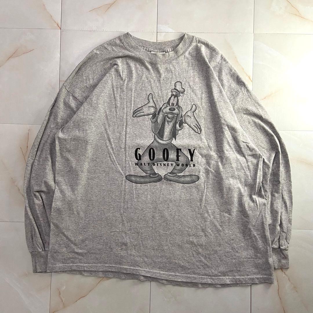 希少✨90s WDW グーフィー ロンT グレー XL ディズニーヴィンテージ