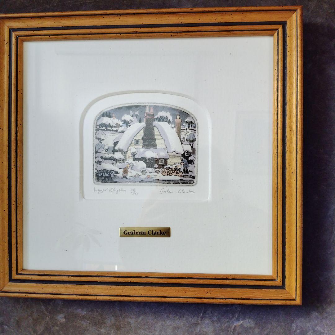 グラハムクラークのリトグラフ作品 木製フレーム付き