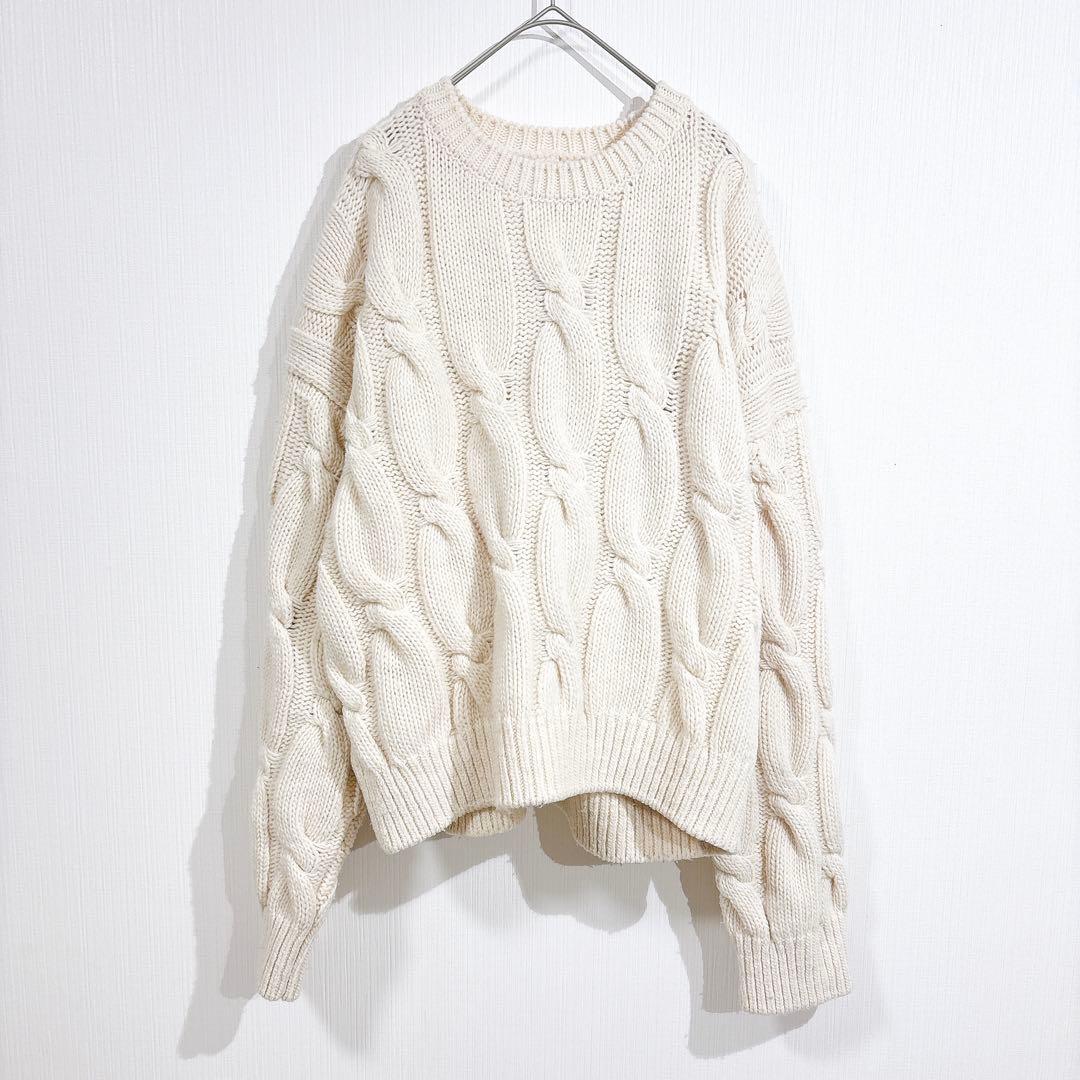 ロンハーマン　ケーブルニット 厚手 セーター アイボリー　クルーネック　ホワイト ロンハーマン ケーブルニット 厚手 セーター アイボリー クルーネック