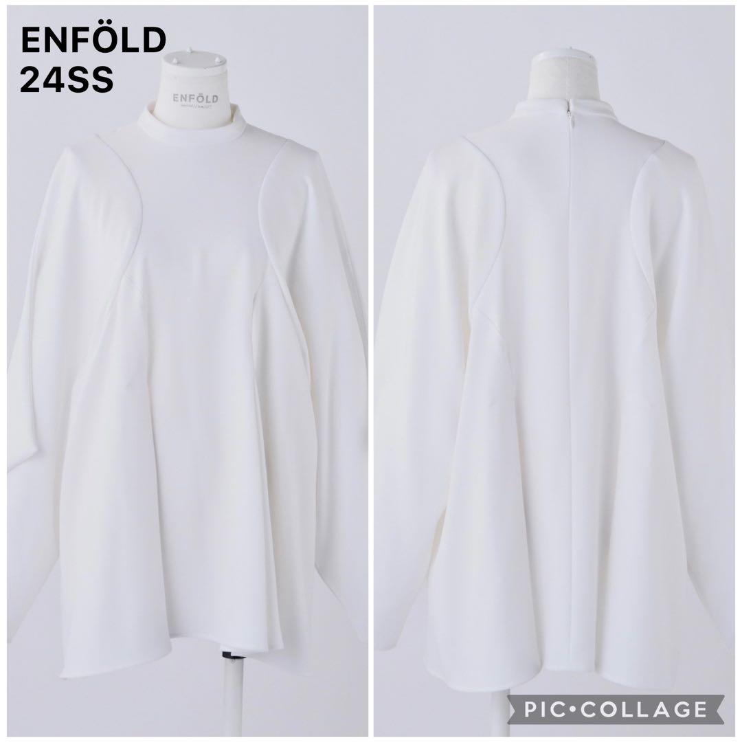 2024✨エンフォルド PEツイル ドレープ プルオーバー 長袖ブラウス 38