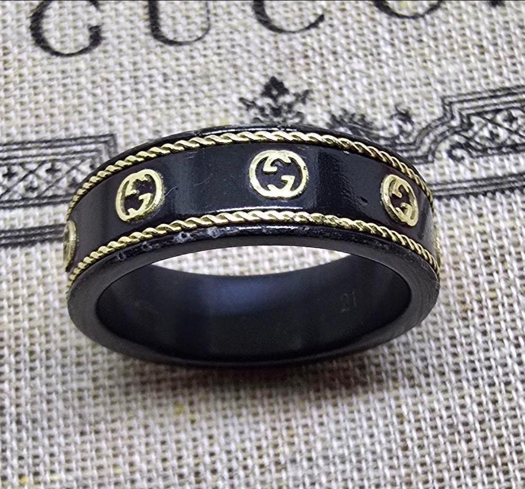 現行モデル】GUCCI AU750×ブラックコランダム アイコンリング 21号