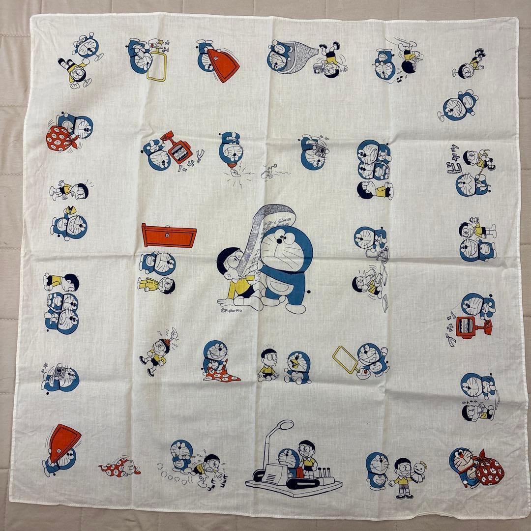美品]ドラえもん タイムふろしき 刺繍 大判ハンカチ 風呂敷 バンダナ