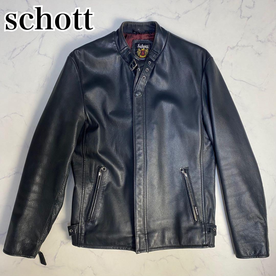 schott ショット　シングルライダース　レザージャケット　M ダークネイビー 楽天市場】【クーポン配布中】ショット SCHOTT 641 スタンドカラー