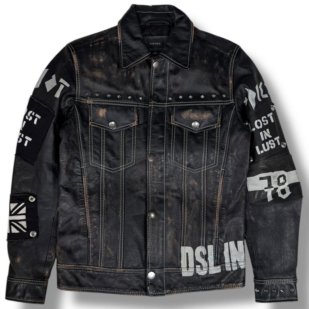 極美品 DIESEL 2000s Y2K スタッズ ライダース レザージャケット