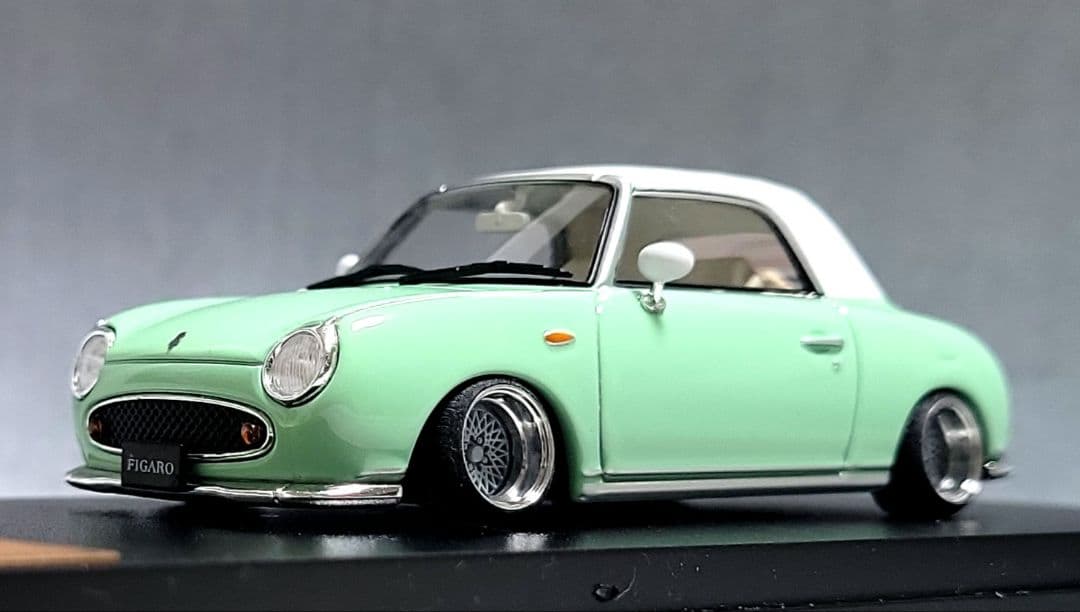 1/43　日産　フィガロ改　FL10　クリームソーダ　ニット帽　2点セット