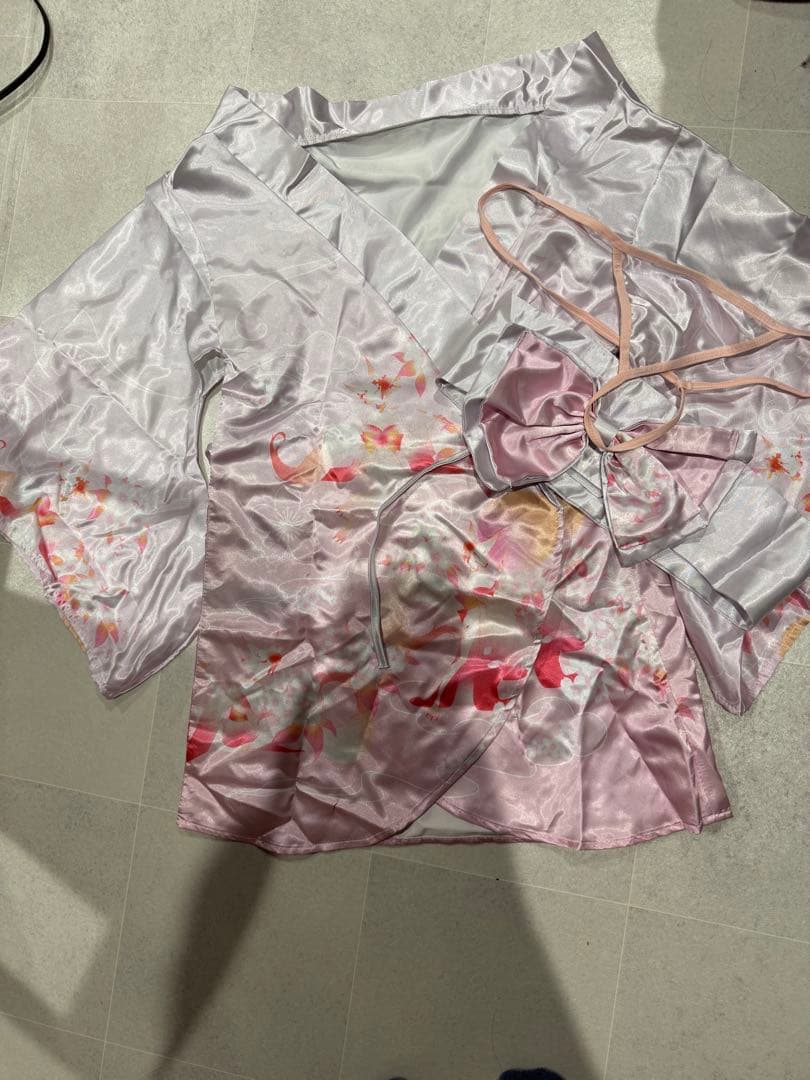 ま*う様 花柄和装コスプレ衣装 薄紫とピンク