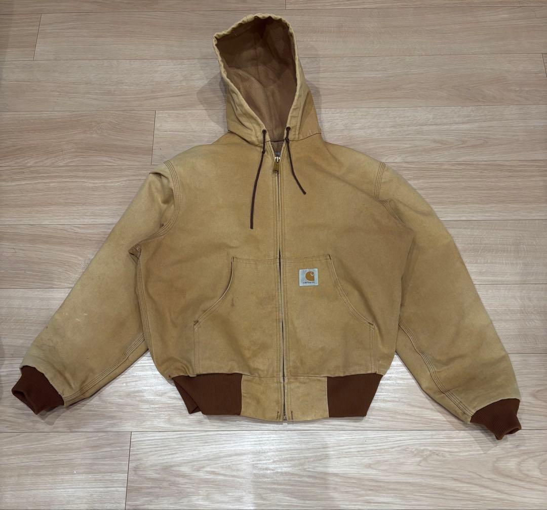 Carhartt アクティブジャケット　90s ブラウン　JR106 USA製 Carhartt Rare Vintage 90's Jacket Men's JR106 Hooded Tan Work