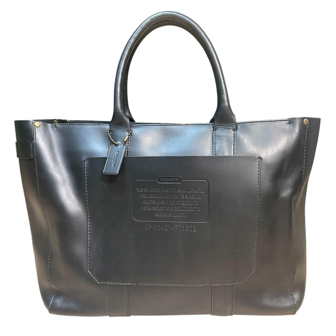 コーチ トートバッグ 大容量 オールレザー ブラック 本革 F71502