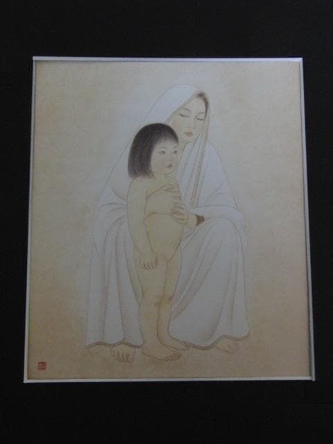 安田育代、【光風】、希少な額装用画集より、新品額装付