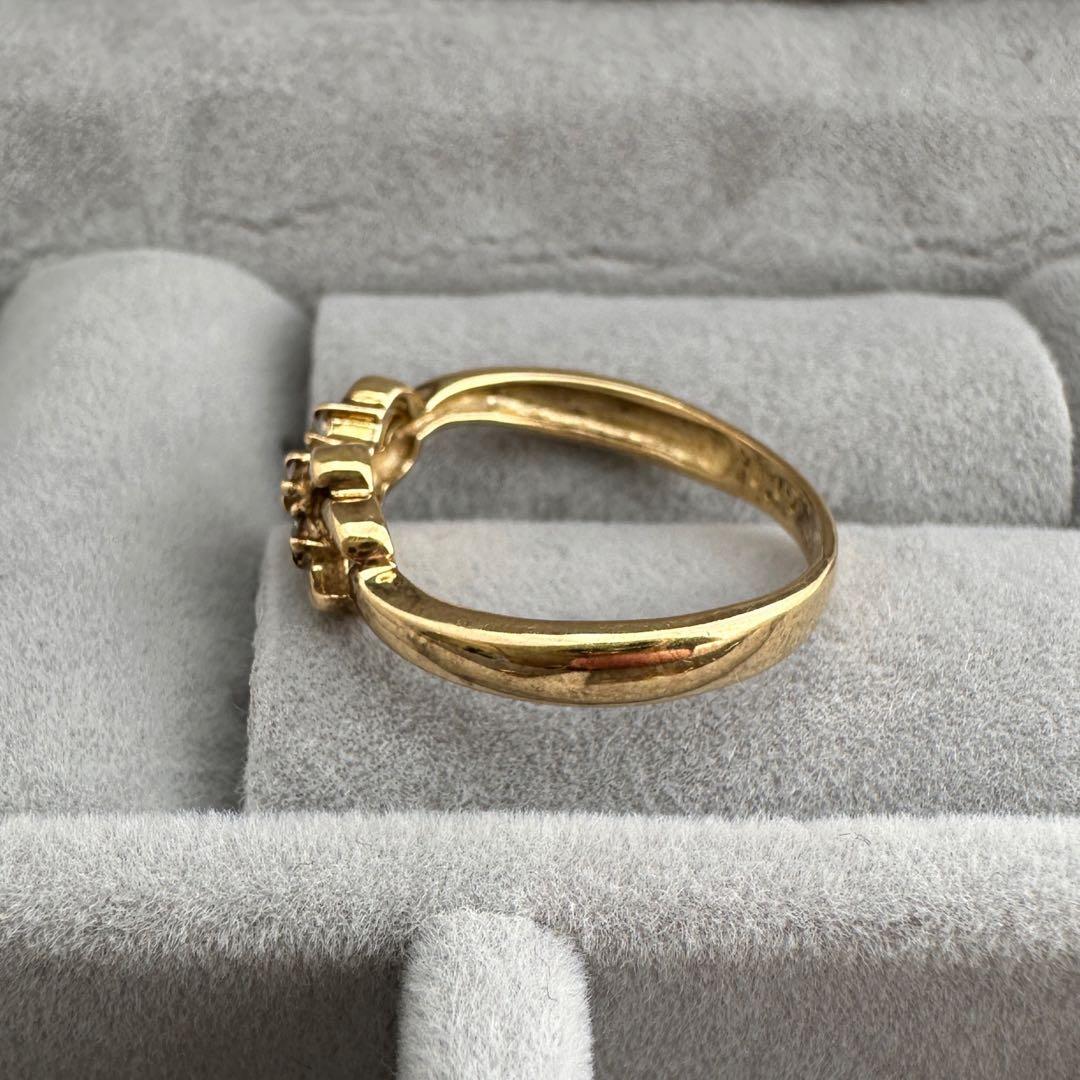 K18 ゴールド 編み込みデザインリング 0.07C