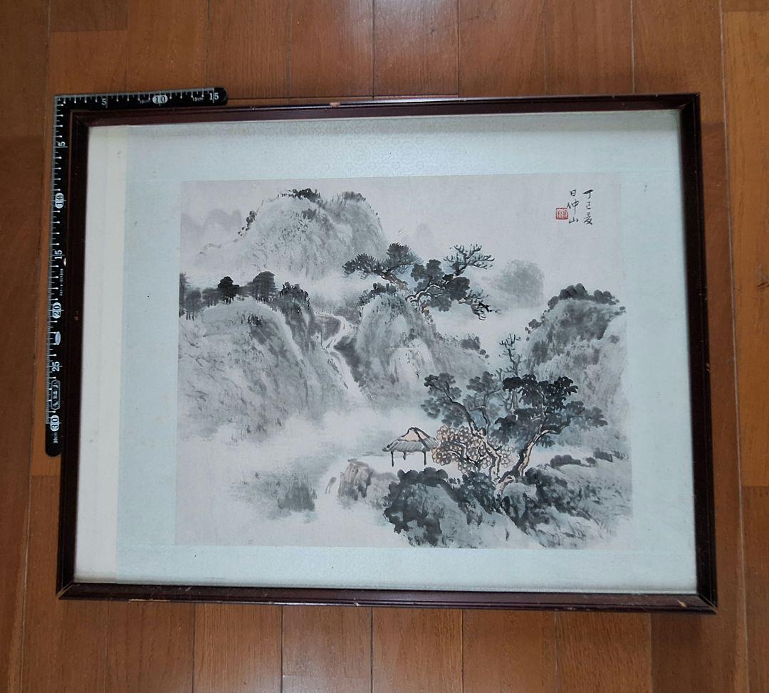 水墨画　額縁付 専用です 水墨画 額縁付 世界 SL機関車 蒸気機関車 インテリア