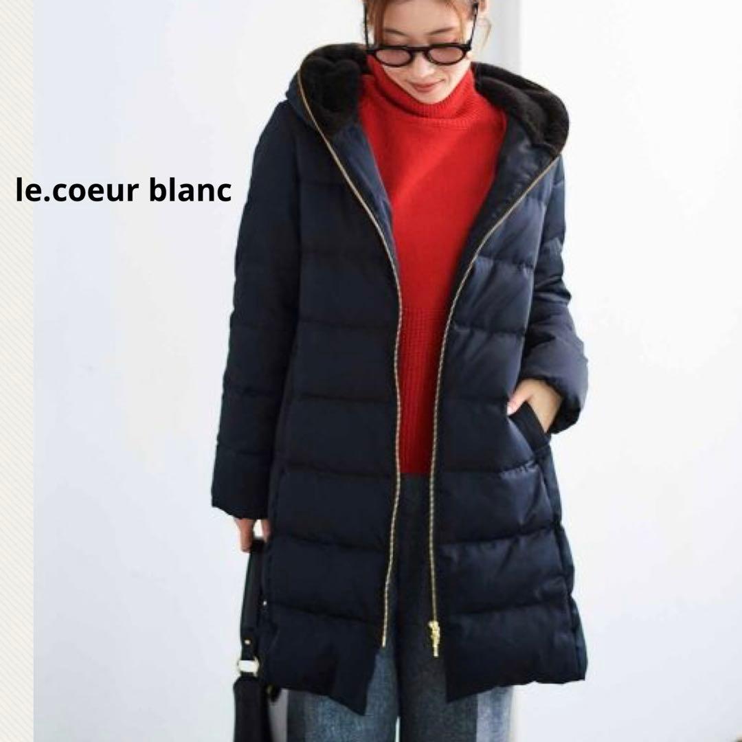le.coeur blanc ファーフードロングダウン　ブラック　40
