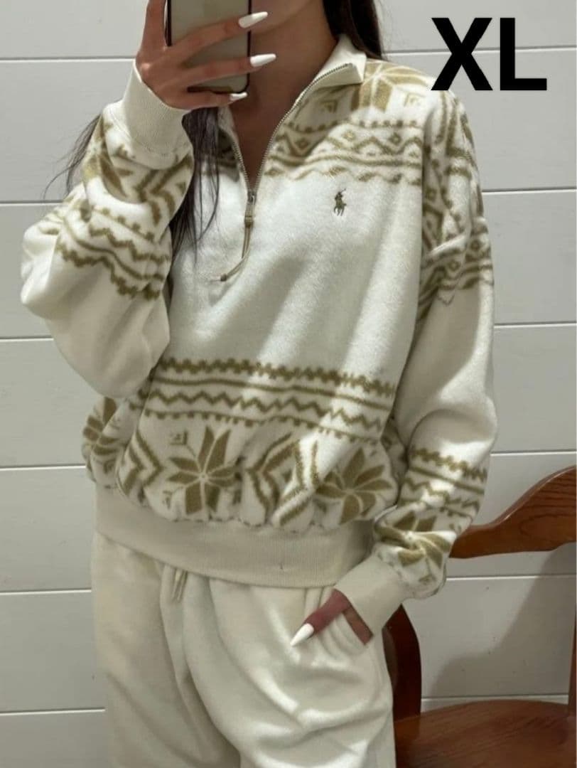 ポロラルフローレン❁フェアアイル柄 フリース ポニー刺繍 大きいサイズ 現行