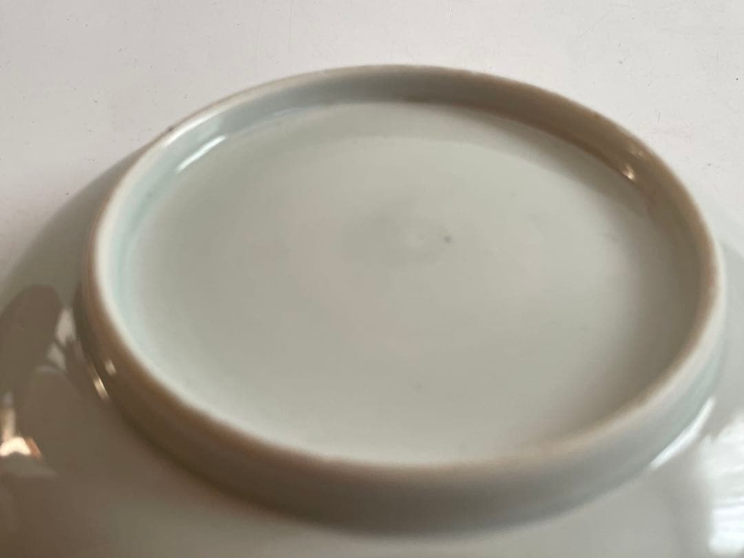 骨董 アンティーク 平戸 三川内 染付 梅に兜図 皿 丸皿 甲冑