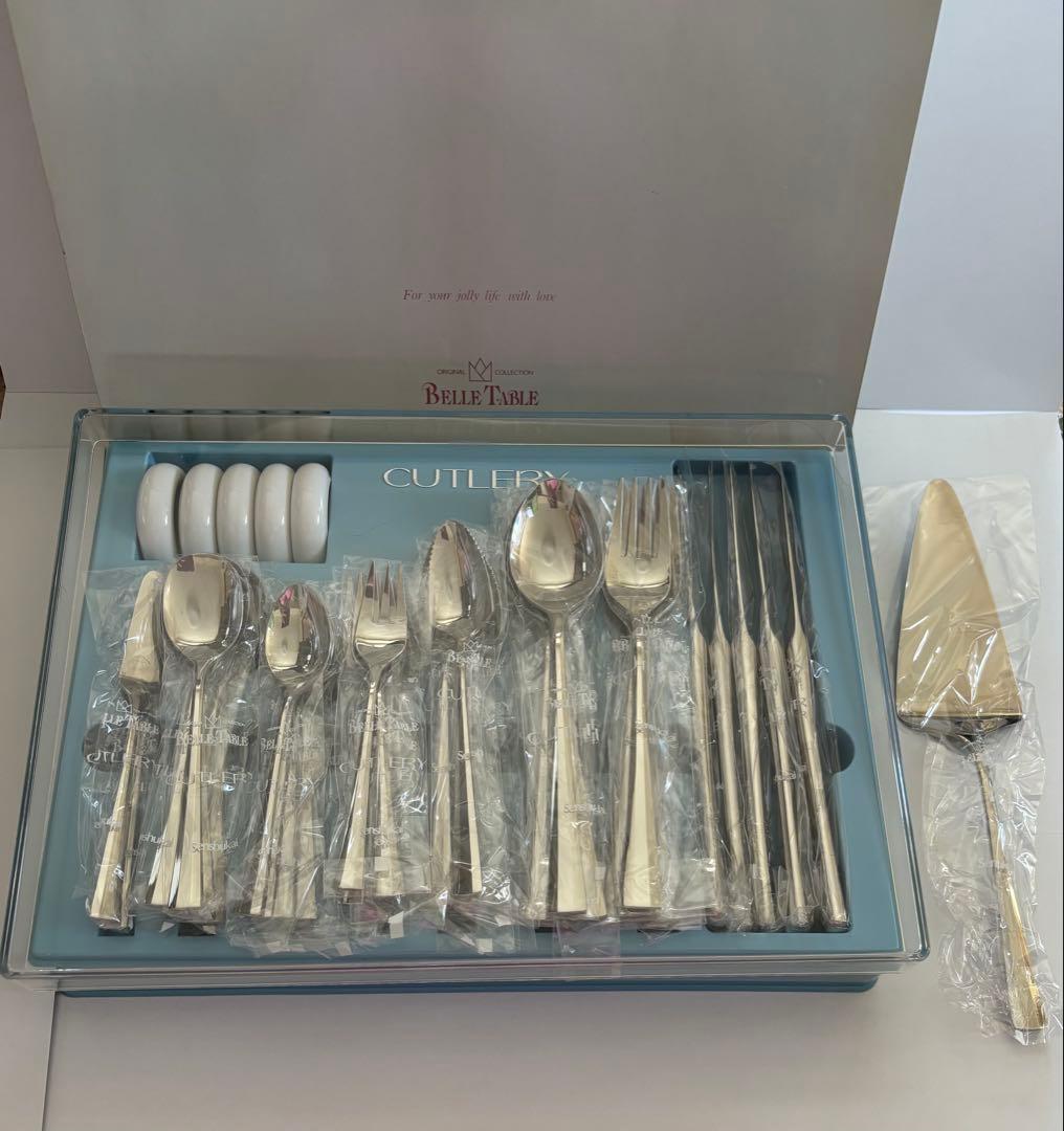 高品質 ラッキーウッド ステンレス18-12 42ピース+ケーキサーバー