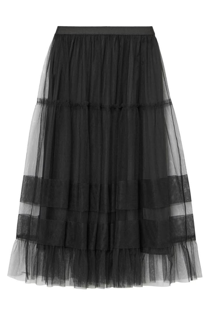 専用　美品　ANAYI　チュールティアードギャザー スカート　黒　38