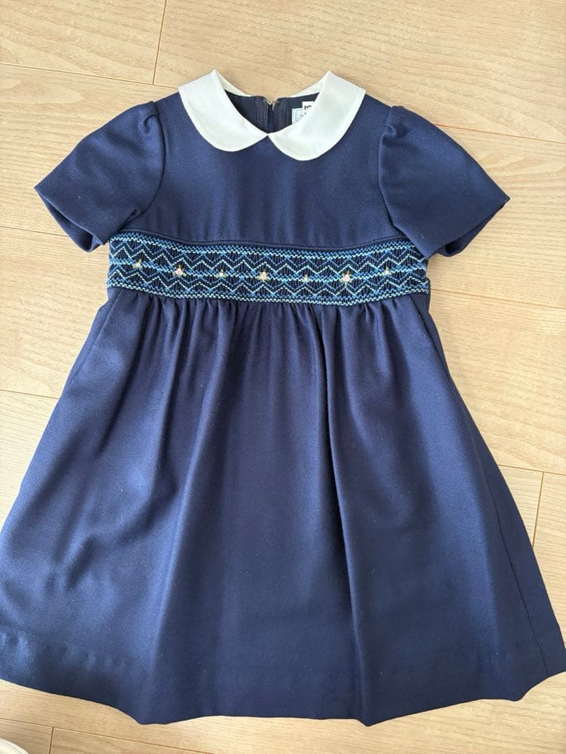 白金よつば　紺色 半袖ワンピース 刺繍入り　95 楽天市場】ワンピース 刺繍 ロングワンピース レディース フレア