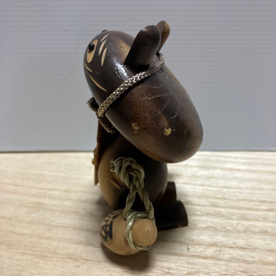 2F 福たぬき 置物 木彫り 縁起物 笠 徳利 酒 信楽焼風 昭和レトロ 民芸