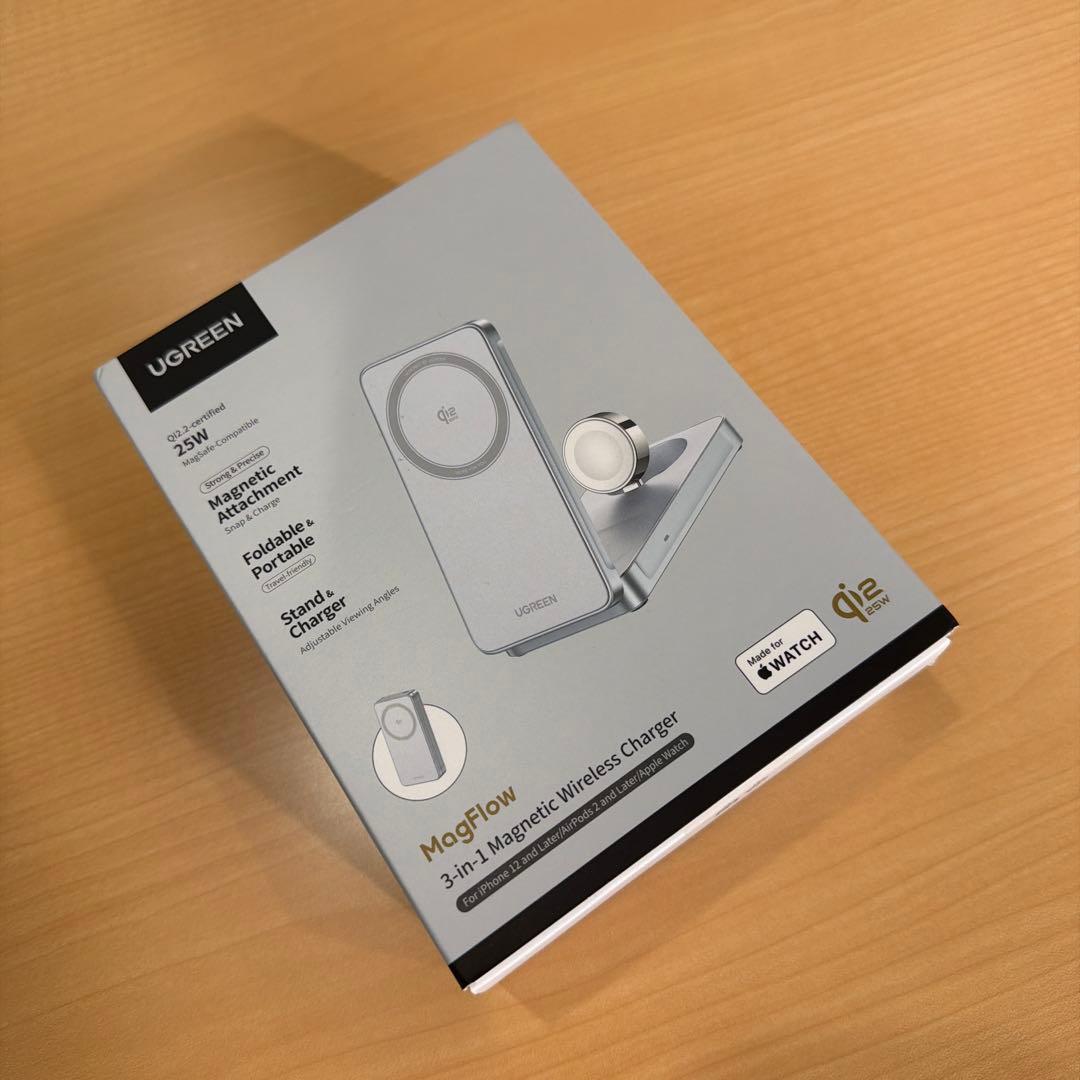 UGREEN 25W 3in1 ワイヤレス充電器Qi2対応 新品未開封 Amazon.co.jp: UGREEN MagFlow 25W Qi2 認証 3-in-1 ワイヤレス充電器