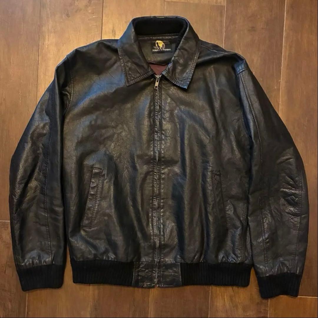 80s vintage MARUYOSHI レザージャケット リブジャン 古着