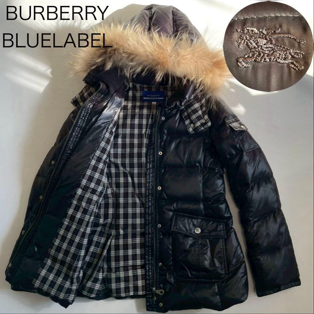 【バーバリーブルーレーベル】2way ダウンジャケット ファー 黒 38