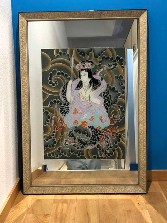 額　美術品　騎龍観音　額縁