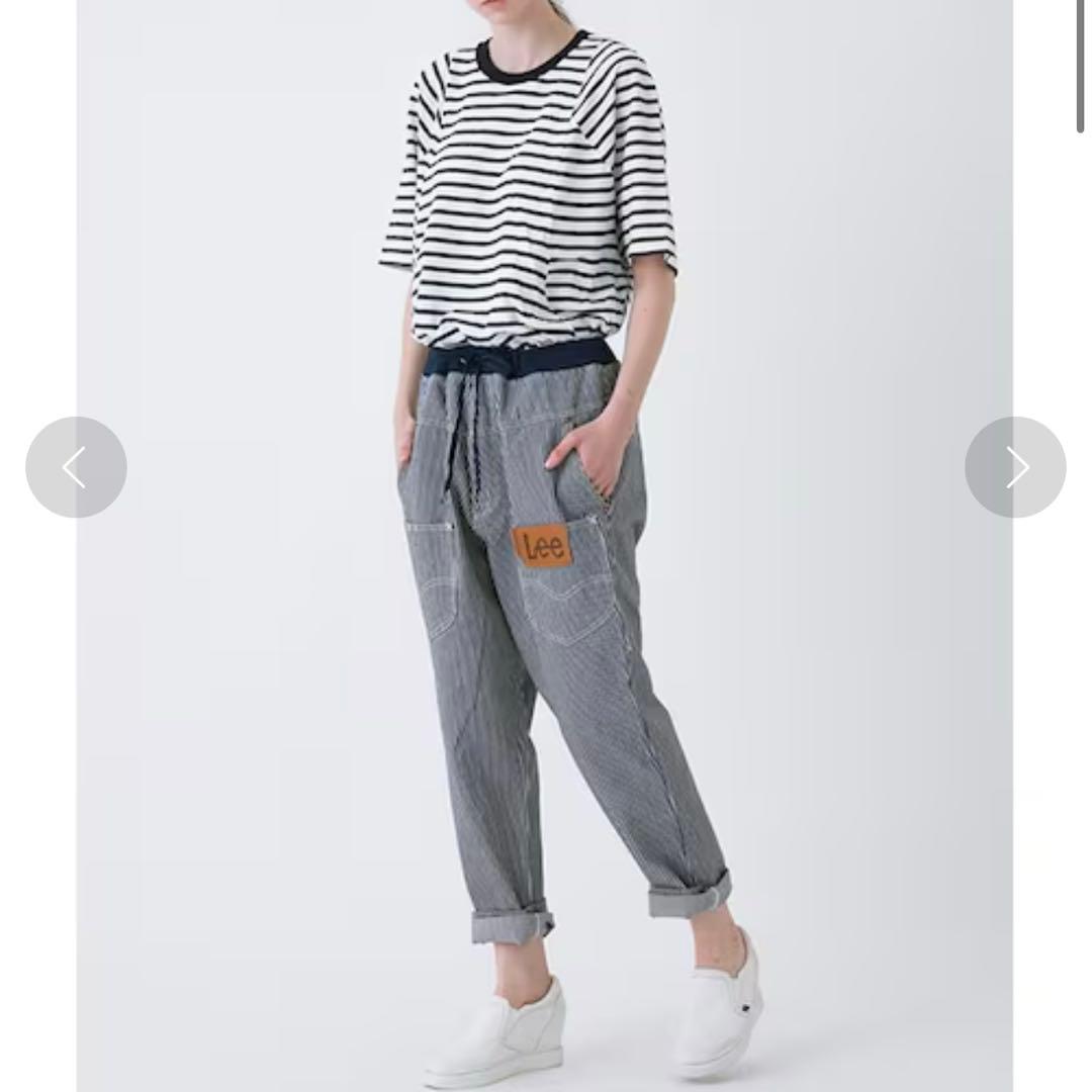 メルシーボークー リー ヒッコリーストライプ サルエル デニム パンツ