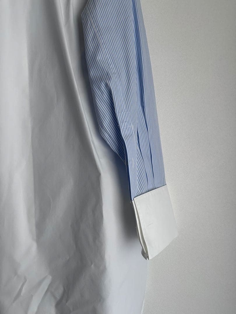 ロエベ ロングシャツ ストライプ切替 長袖シャツ アシンメトリー サイズ32