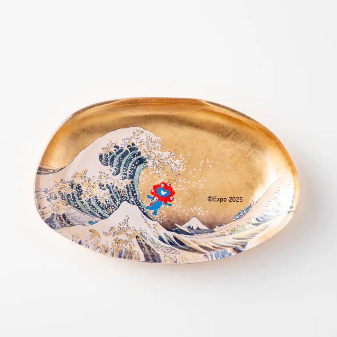 大阪万博Expo2025ミャクミャク 箔名画北斎ガラストレー神奈川沖浪裏