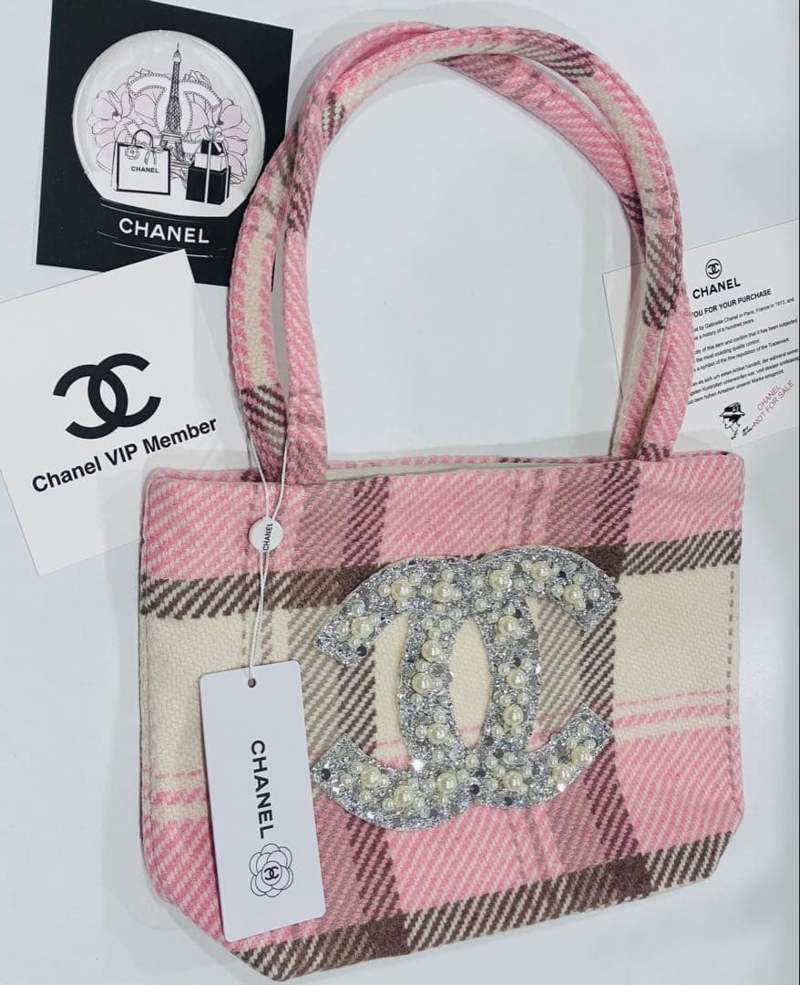 CHANEL パールビジュー　ビッグココ　シャネルノベルティ　トートバッグ