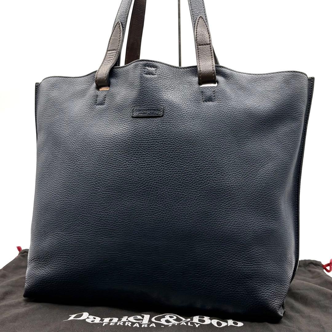 【美品】ダニエル＆ボブ トートバッグ レザー A4可 肩掛け ネイビー 保存袋付