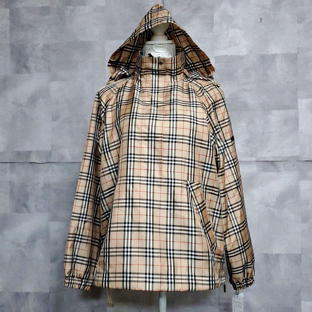 未使用 タグ付 L バーバリー ノバチェック フーデット ナイロン