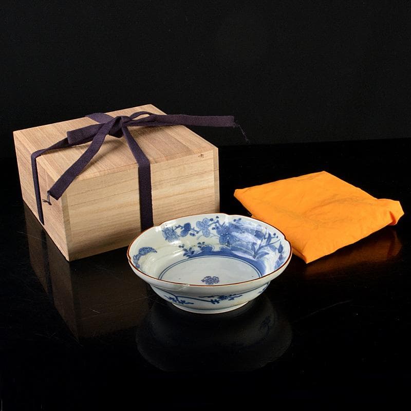 中国　宣嘉年製款　青花　花文鉢　桐箱付　V　R5891