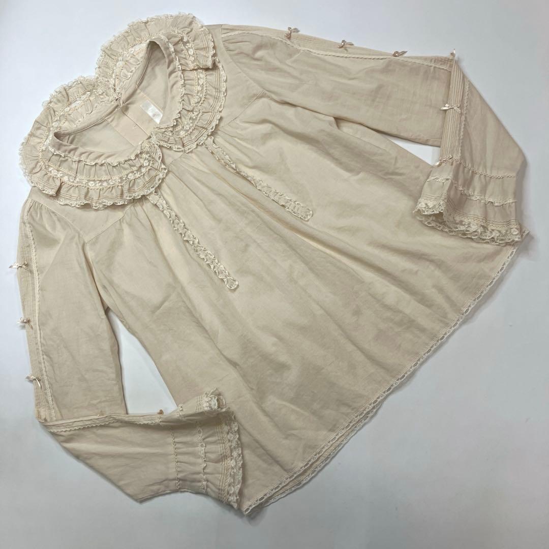 ピンクハウス 生成 レース使い 綿ローンブラウス