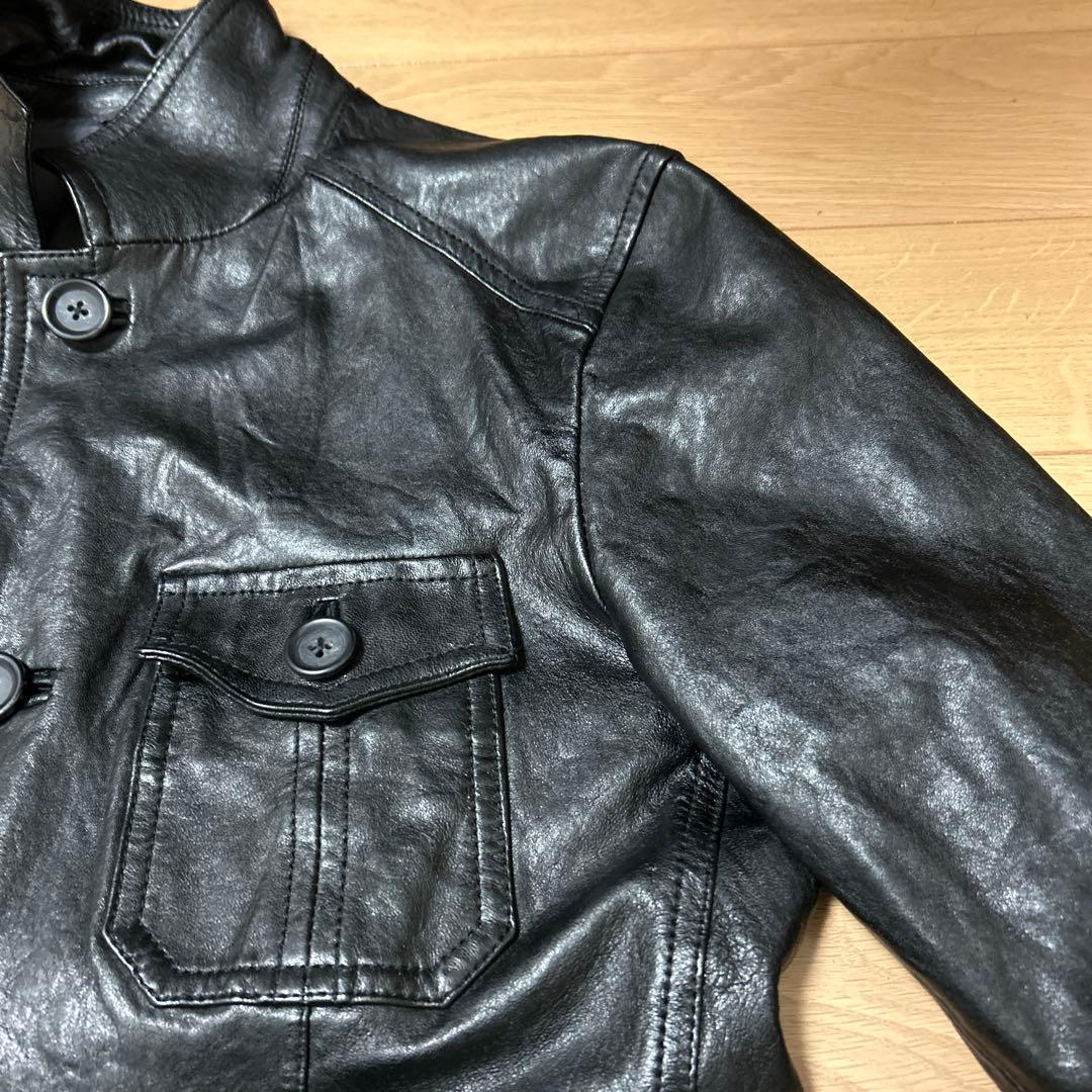 JOSEPH HOMME 羊革 総柄調ミリタリタイプ3ボタンレザージャケット