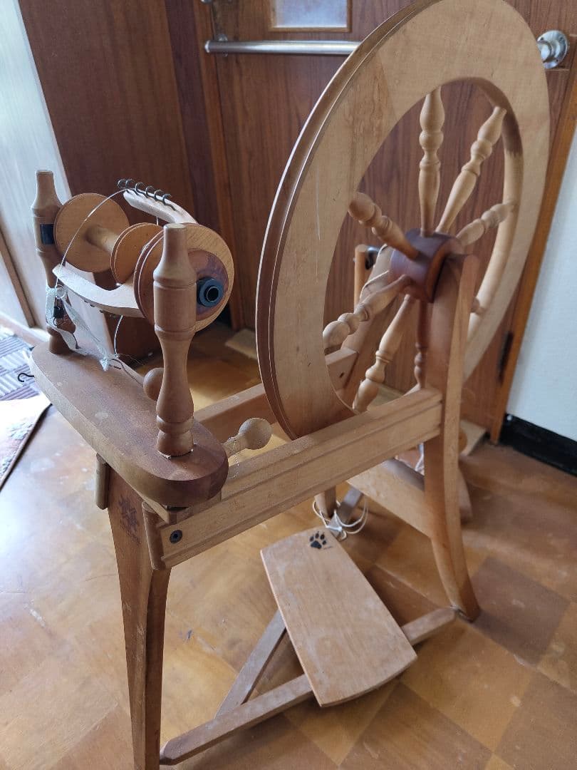 糸紡ぎ機 糸車(ボビン台、ボビン、糸かせ、説明書つき)