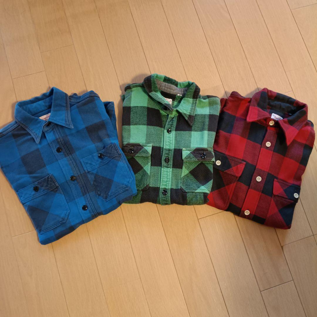 FLAT HEAD ネルシャツ 38 と SUGAR CANEネルシャツ S