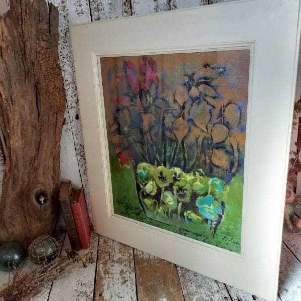 岡田とみ 花の器 肉筆 油彩画 直筆サイン入り F10号 大型 額装 静物画